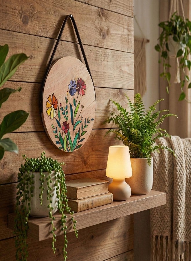 HOBBY INDIA Wooden Painting Kit Set for Kids & Adults | DIY Wall Decor Art & Craft | Round Tree Circle Coaster | Home & Office Hanging Decoration | Birthday Gift for Girls & Boys (Natural Flower) - Image 4